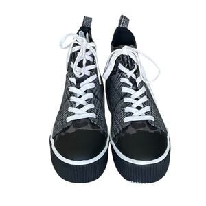 Jessica Simpson Emiliya Multi Print and Texture Platform Sneaker Black  7.5 M